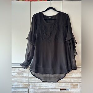 Simply Vera Vera Wang Black Sheer Blouse